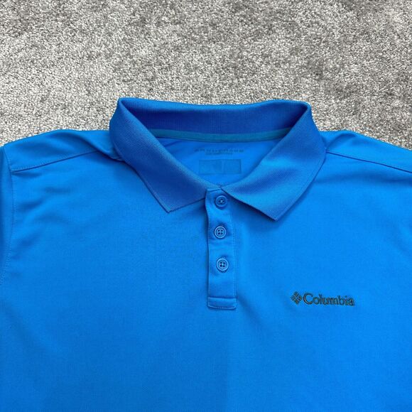 Columbia Omni Shade Polo Shirt Mens Large Blue Short Sleeve Collared Active Golf - Picture 3 of 10